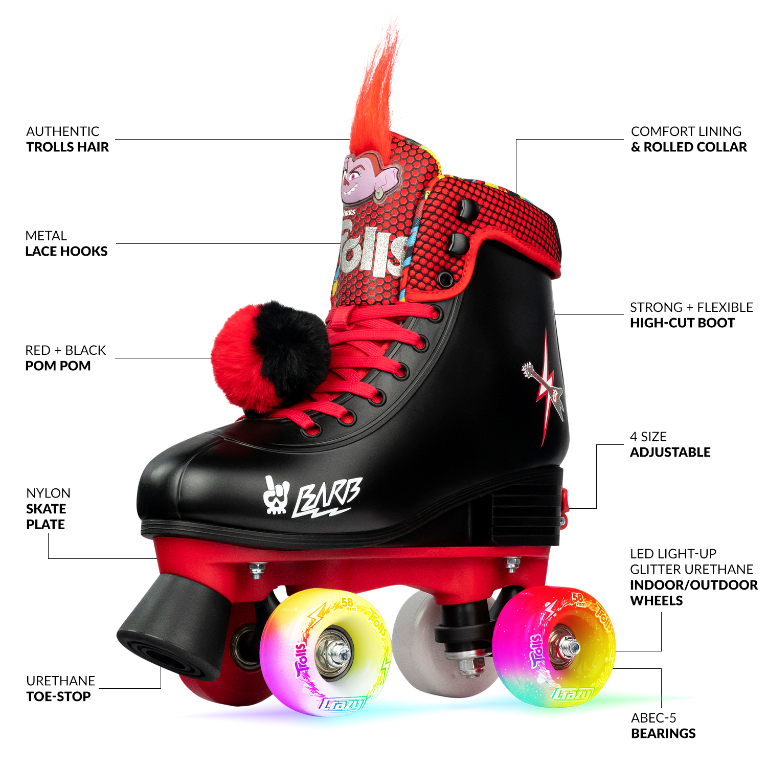 Patins roulettes r glables taille Crazy Skates Trolls